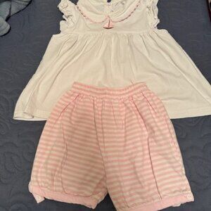 SMOCKED POLKA DOT 2 PIECE SHORT SET, SIZE 24, SAILBOAT